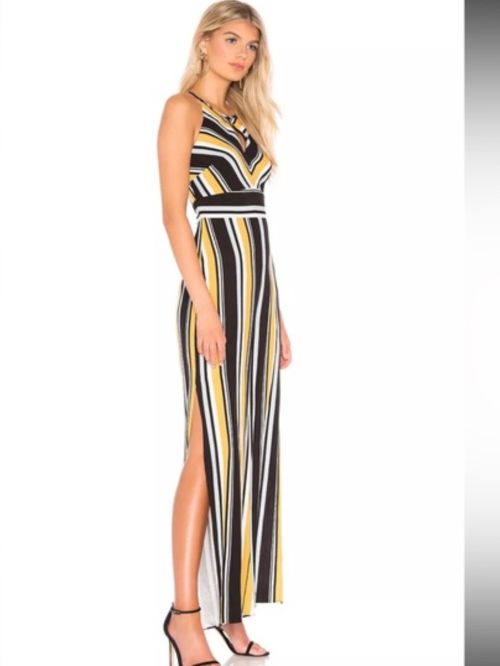 Parker Yellow/Black Striped Sleeveless Jumpsuit Size 6